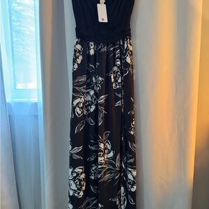 Vanilla Bay Black and White Floral Maxi Dress